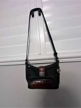 Brighton Black Pebbled Leather Shoulder Bag